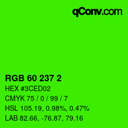 カラーコード: RGB 60 237 2 | qconv.com