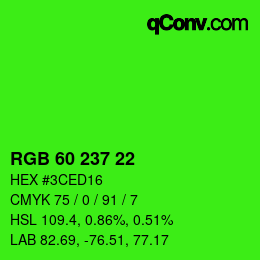 Color code: RGB 60 237 22 | qconv.com