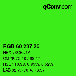 Color code: RGB 60 237 26 | qconv.com