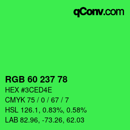 颜色代码: RGB 60 237 78 | qconv.com