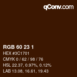 颜色代码: RGB 60 23 1 | qconv.com