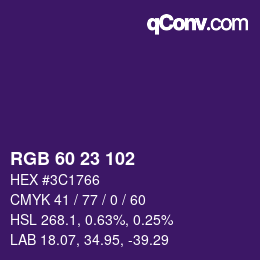 颜色代码: RGB 60 23 102 | qconv.com
