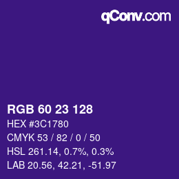 カラーコード: RGB 60 23 128 | qconv.com