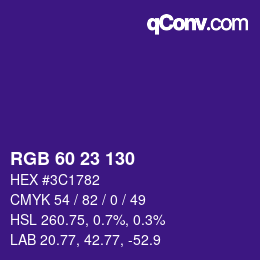 颜色代码: RGB 60 23 130 | qconv.com
