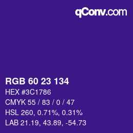 カラーコード: RGB 60 23 134 | qconv.com