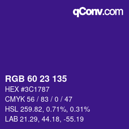 颜色代码: RGB 60 23 135 | qconv.com