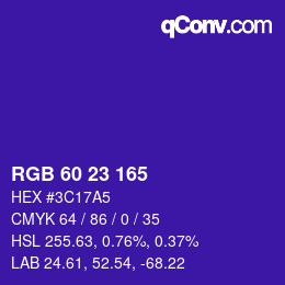カラーコード: RGB 60 23 165 | qconv.com