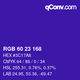 Color code: RGB 60 23 168 | qconv.com