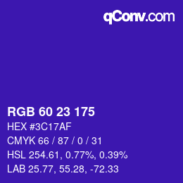 カラーコード: RGB 60 23 175 | qconv.com