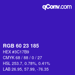 カラーコード: RGB 60 23 185 | qconv.com