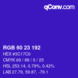 カラーコード: RGB 60 23 192 | qconv.com