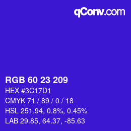 カラーコード: RGB 60 23 209 | qconv.com