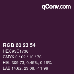 カラーコード: RGB 60 23 54 | qconv.com