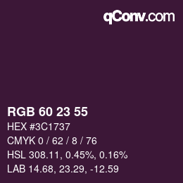 颜色代码: RGB 60 23 55 | qconv.com