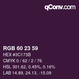 カラーコード: RGB 60 23 59 | qconv.com