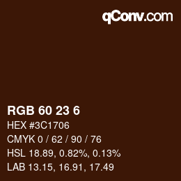 颜色代码: RGB 60 23 6 | qconv.com