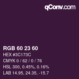 Color code: RGB 60 23 60 | qconv.com