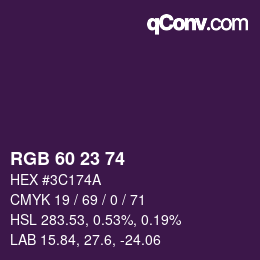 颜色代码: RGB 60 23 74 | qconv.com