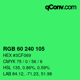 Color code: RGB 60 240 105 | qconv.com