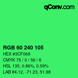 Color code: RGB 60 240 105 | qconv.com