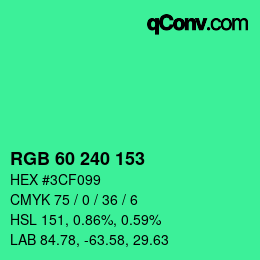 カラーコード: RGB 60 240 153 | qconv.com