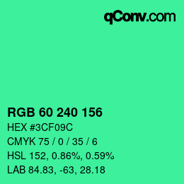 Color code: RGB 60 240 156 | qconv.com