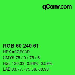 Color code: RGB 60 240 61 | qconv.com