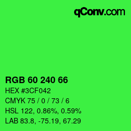 カラーコード: RGB 60 240 66 | qconv.com
