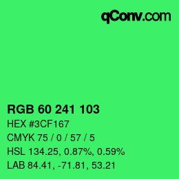 Color code: RGB 60 241 103 | qconv.com
