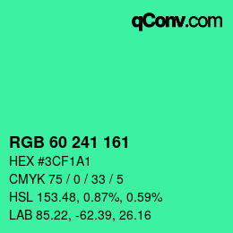 Código de color: RGB 60 241 161 | qconv.com