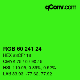 カラーコード: RGB 60 241 24 | qconv.com