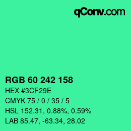 Color code: RGB 60 242 158 | qconv.com