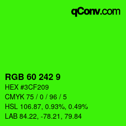 颜色代码: RGB 60 242 9 | qconv.com