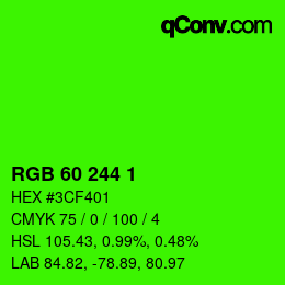 カラーコード: RGB 60 244 1 | qconv.com