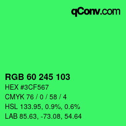 カラーコード: RGB 60 245 103 | qconv.com