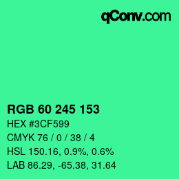 Color code: RGB 60 245 153 | qconv.com