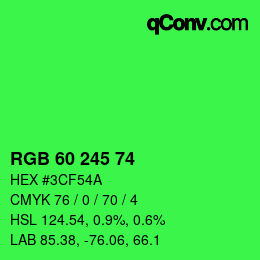 Color code: RGB 60 245 74 | qconv.com