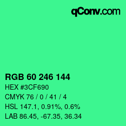 颜色代码: RGB 60 246 144 | qconv.com