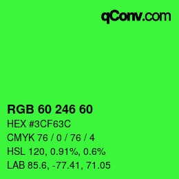 颜色代码: RGB 60 246 60 | qconv.com