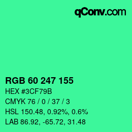カラーコード: RGB 60 247 155 | qconv.com