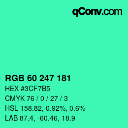 颜色代码: RGB 60 247 181 | qconv.com