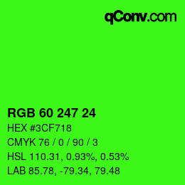 颜色代码: RGB 60 247 24 | qconv.com
