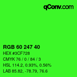 カラーコード: RGB 60 247 40 | qconv.com