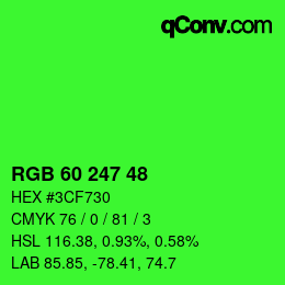 カラーコード: RGB 60 247 48 | qconv.com