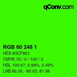 Color code: RGB 60 248 1 | qconv.com
