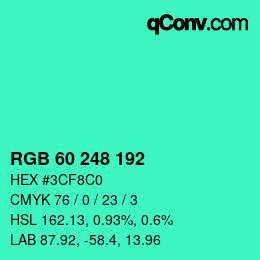 颜色代码: RGB 60 248 192 | qconv.com