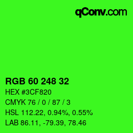 Color code: RGB 60 248 32 | qconv.com