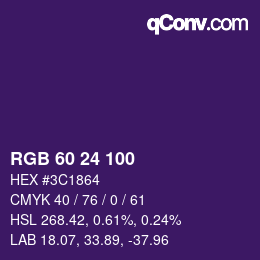 カラーコード: RGB 60 24 100 | qconv.com
