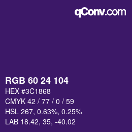 颜色代码: RGB 60 24 104 | qconv.com