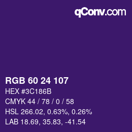 カラーコード: RGB 60 24 107 | qconv.com
